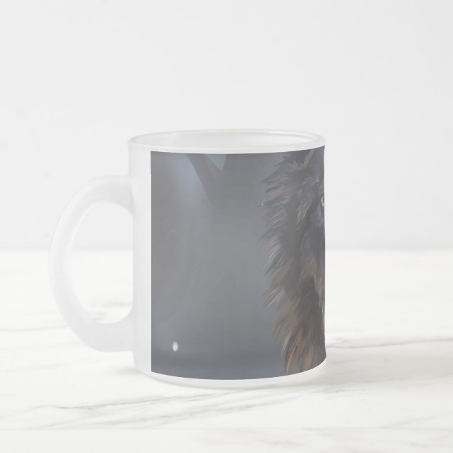 Caneca De Café Vidro Jateado Lobo negro (Esquerda)
