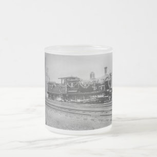 Caneca De Café Vidro Jateado locomotiva a vapor trem antigo ferroviário