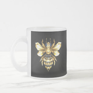 Caneca De Café Vidro Jateado Logotipo Faux Gold Foil Polygonal da Abelha em Pre