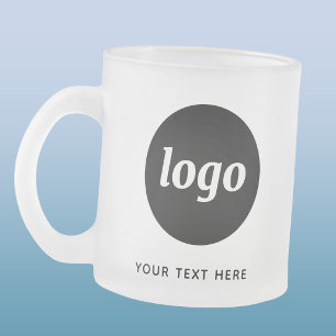 Caneca De Café Vidro Jateado Logotipo Simples e Negócios de Texto