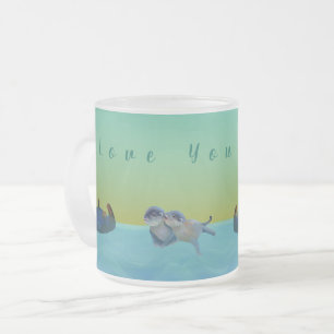 Caneca De Café Vidro Jateado Lontras que jogam a água