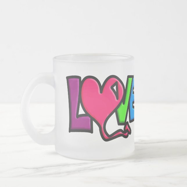 Caneca De Café Vidro Jateado Love  (Esquerda)