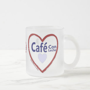 Caneca De Café Vidro Jateado Love Café Con Leche - Fosco Mug
