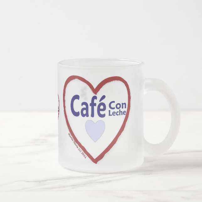 Caneca De Café Vidro Jateado Love Café Con Leche - Fosco Mug (Direita)