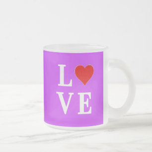 Caneca De Café Vidro Jateado LOVE, Love Motif, Heart, baseado em texto, tipogra