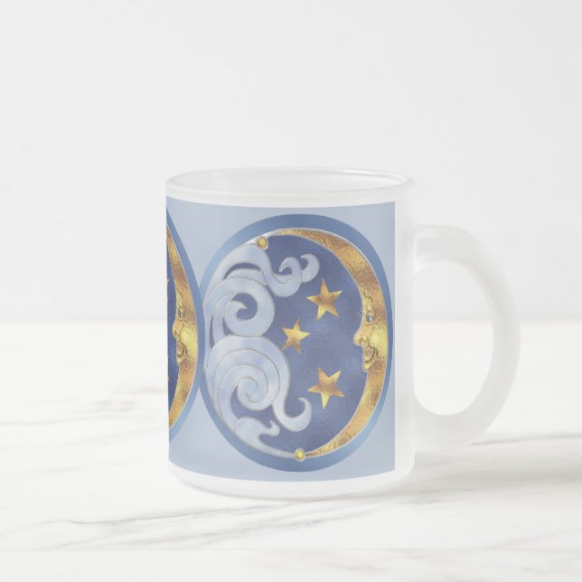 Caneca De Café Vidro Jateado Lua Celestial e Estrelas (Direita)