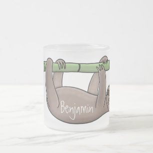 Caneca De Café Vidro Jateado Lúcias bonitas sorridentes na ilustração de des