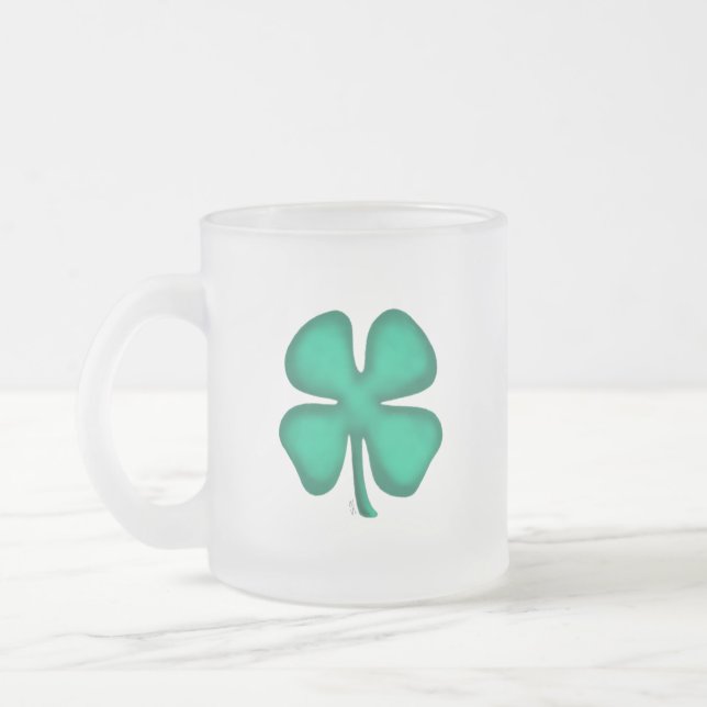 Caneca De Café Vidro Jateado Lucky 4 fosco de Vinho Irlandês de Folha (Esquerda)
