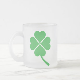Caneca De Café Vidro Jateado Lucky Four Shamrock Folha Design-87906