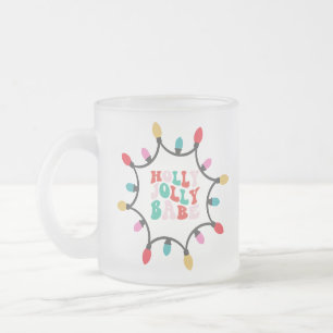 Caneca De Café Vidro Jateado Luz de Natal Holly Jolly