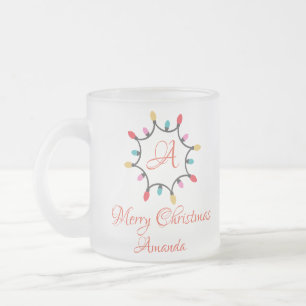 Caneca De Café Vidro Jateado Luz de natal personalizada - Feliz Natal