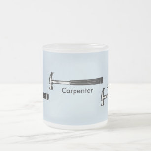 Caneca De Café Vidro Jateado Luz - Woodworker azul da construção do carpintei