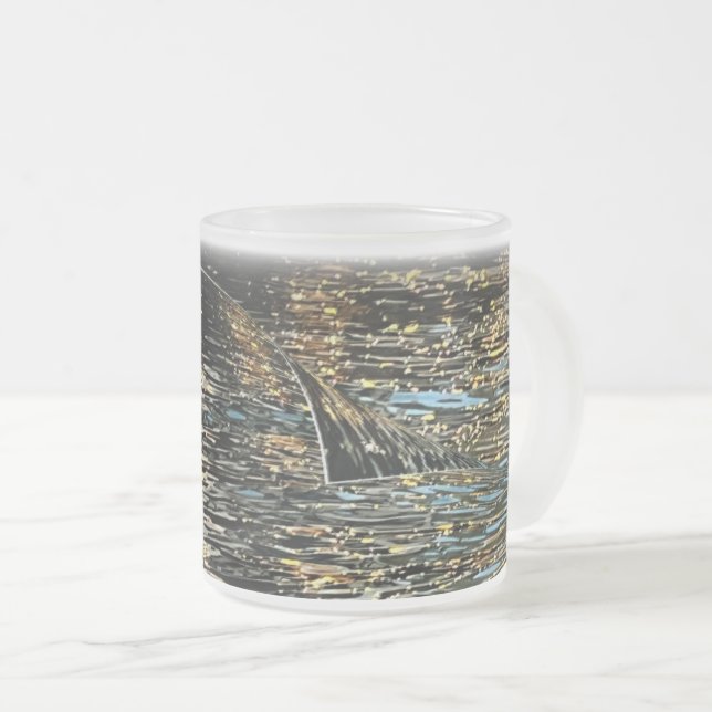 Caneca De Café Vidro Jateado Luzes da noite no mar (Frente Esquerda)