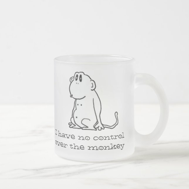 Caneca De Café Vidro Jateado Macaco Cartoon (Direita)