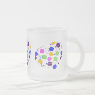 Caneca De Café Vidro Jateado Macaron Confetti Heart