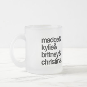Caneca De Café Vidro Jateado Madge Kylie Britney e Christina