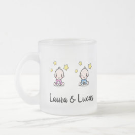 Caneca De Café Vidro Jateado Mãe De Gêmeos, Novo Presente Da Mãe, Menino E Meni