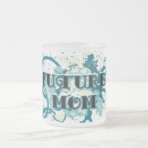 Caneca De Café Vidro Jateado Mãe do Futuro - Corações e Flores