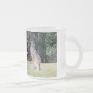 Caneca De Café Vidro Jateado Mãe Kangaroo com Bebê Joey em sua bolsa