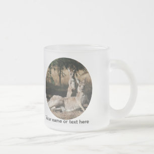 Caneca De Café Vidro Jateado Mãe Kangaroo e Bebê Joey