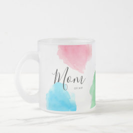 Caneca De Café Vidro Jateado Mãe personalizada criada no ano de aquarela