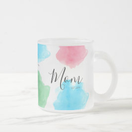 Caneca De Café Vidro Jateado Mãe personalizada criada no ano de aquarela