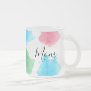 Caneca De Café Vidro Jateado Mãe personalizada criada no ano de aquarela