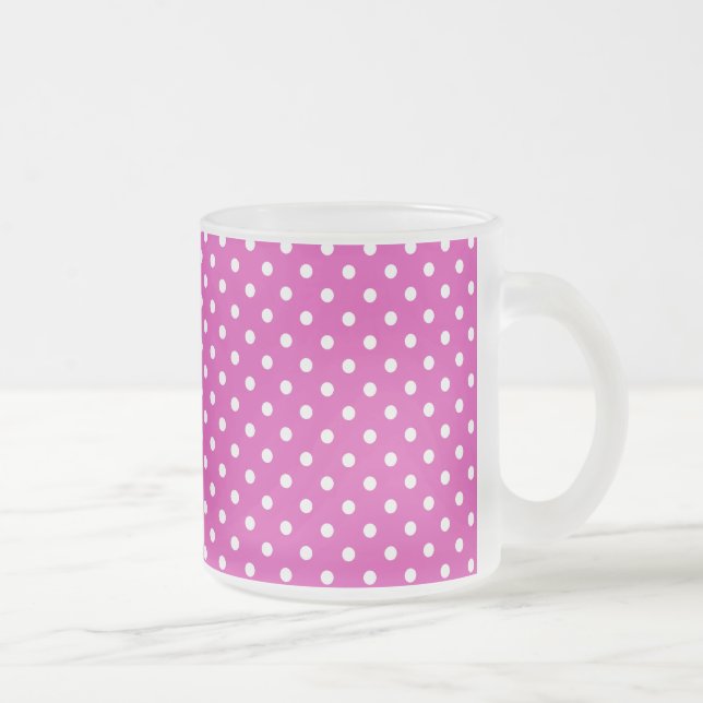 Caneca De Café Vidro Jateado Magenta, Bolinhas branca, coquetel de café (Direita)