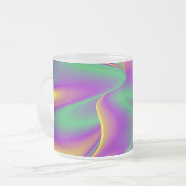 Caneca De Café Vidro Jateado Magia das cores, Abstrato 3D Rainbowart (Frente Esquerda)