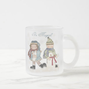 Caneca De Café Vidro Jateado Magia de Neve