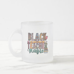 Caneca De Café Vidro Jateado Magia do professor negro: Sip & Inspire