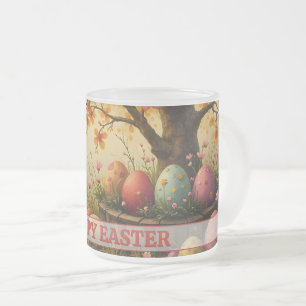 Caneca De Café Vidro Jateado Mágica Florada de Primavera com o Esplendor do Ovo
