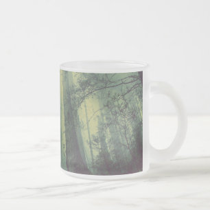 Caneca De Café Vidro Jateado Majestosa Floresta Nebulosa