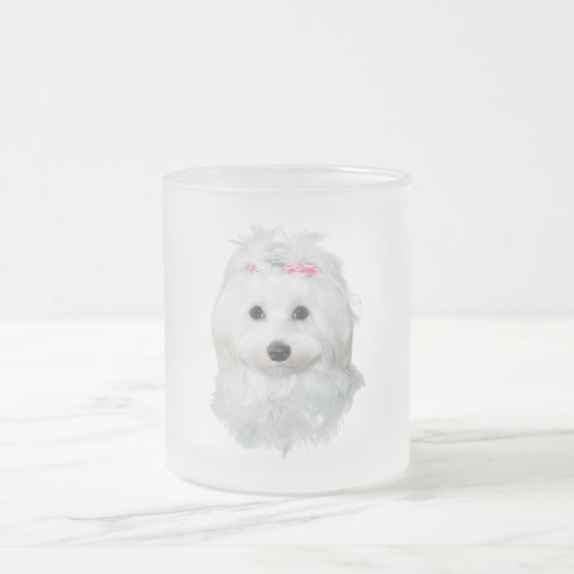 Caneca De Café Vidro Jateado Maltês de Elegance Fluffy Beauty (Centro)