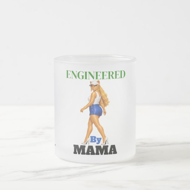 Caneca De Café Vidro Jateado Mama é a engenheira  (Centro)