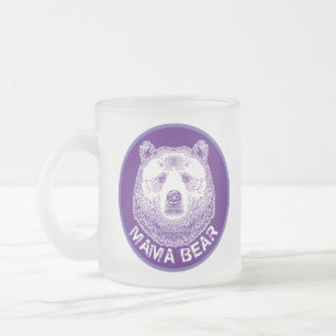 Caneca De Café Vidro Jateado Mama Urso, Ilustração Desenhada À Mão