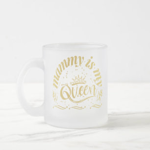 Caneca De Café Vidro Jateado Mamãe É Minha Rainha Dourada Camisa