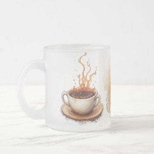 Caneca De Café Vidro Jateado Manchado com café