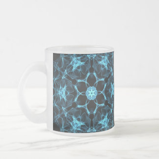 Caneca De Café Vidro Jateado Mandala Azul