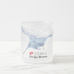 Caneca De Café Vidro Jateado Manta ray silhouette