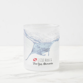 Caneca De Café Vidro Jateado Manta ray silhouette