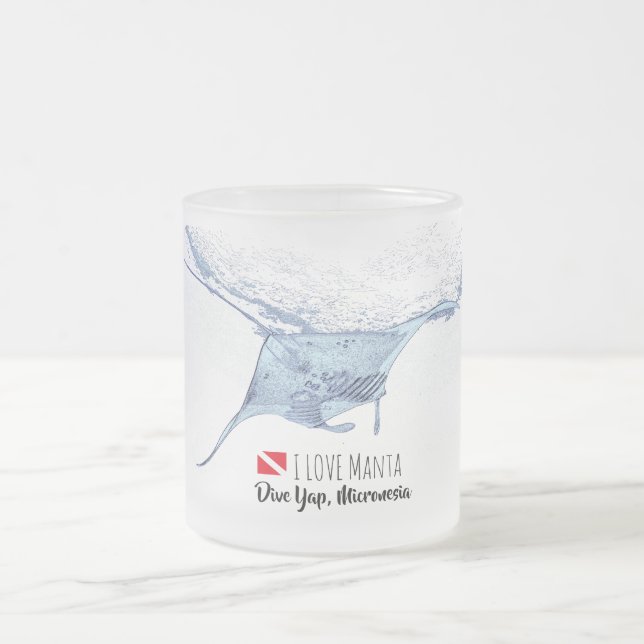 Caneca De Café Vidro Jateado Manta ray silhouette (Centro)