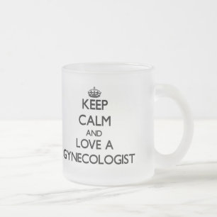 Caneca De Café Vidro Jateado Mantenha a calma e ame um ginecologista
