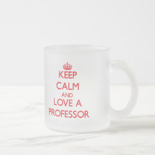 Caneca De Café Vidro Jateado Mantenha a calma e ame um professor