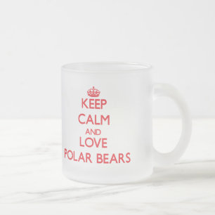 Caneca De Café Vidro Jateado Mantenha a calma e ame ursos polares