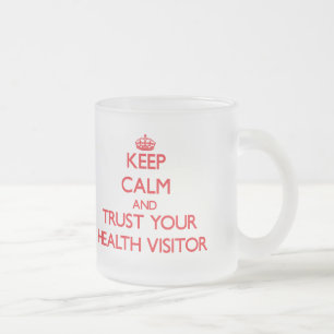 Caneca De Café Vidro Jateado Mantenha a calma e confie seu visitante da saúde