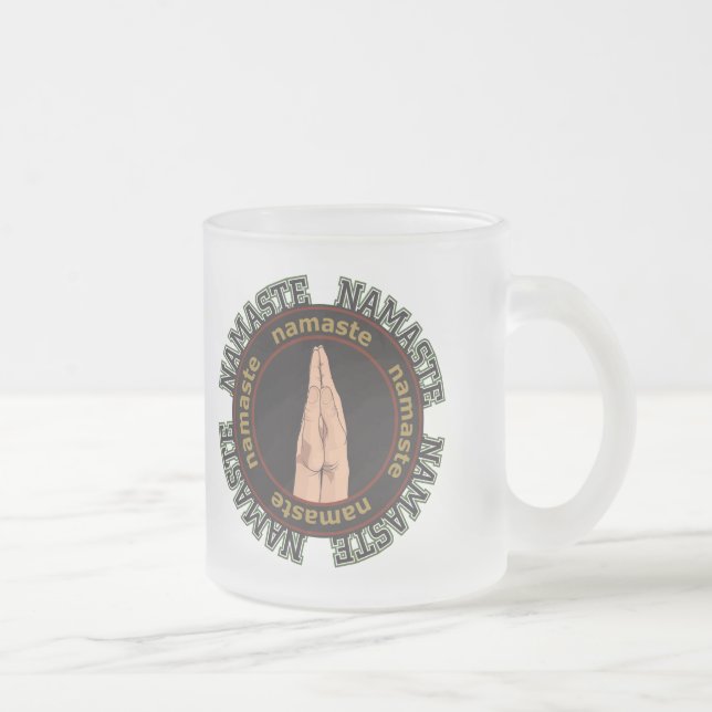 Caneca De Café Vidro Jateado Mãos de Namaste (Direita)