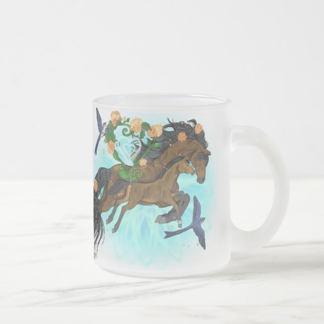 Caneca De Café Vidro Jateado Mãozinha Horse~ (Direita)