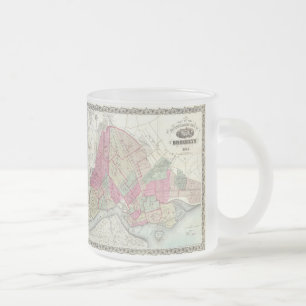 Caneca De Café Vidro Jateado Mapa Antigo do Brooklyn (1868)