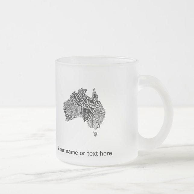 Caneca De Café Vidro Jateado Mapa Australiano Decorativo (Direita)
